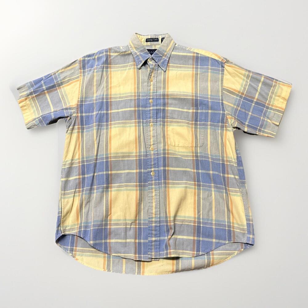 Vintage Gant Shirt Mens Large Button Up Plaid Coastal Cloth READ